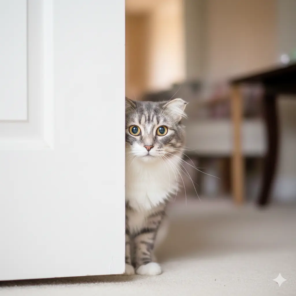 Chat observant son environnement, illustrant une attitude comportementale